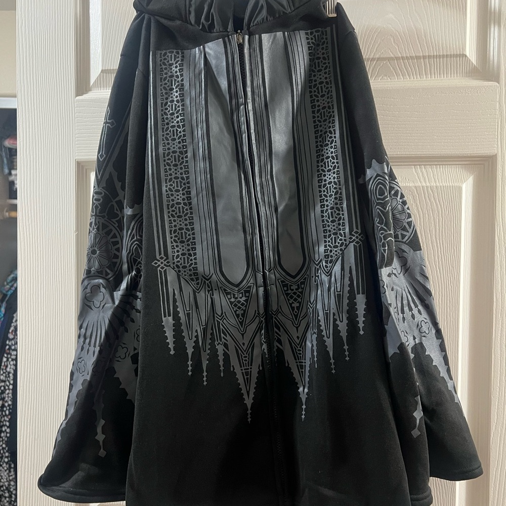Black and Gray Hooded Cape